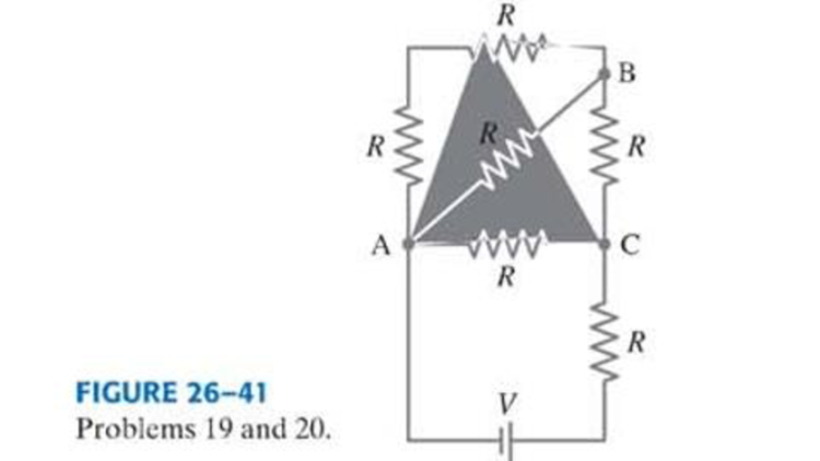 Chapter 26, Problem 19P, (II) Whal is the net resistance of the circuit connected to the battery in Fig. 2641? 