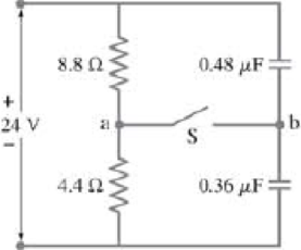 Chapter 26, Problem 51P, (III) Two resistors and two uncharged capacitors are arranged as shown in Fig. 2662. Then a 