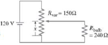 Chapter 26, Problem 84GP, Some light-dimmer switches use a variable resistor as shown in Fig. 2673. The slide moves from 