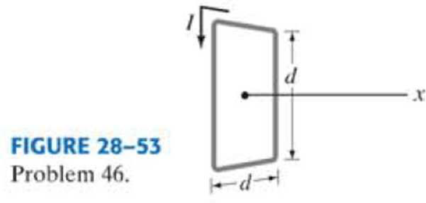 Chapter 28, Problem 46P, (III) A square loop of wire, of side d, carries a current I. (a) Determine the magnetic field B at 