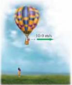 Chapter 3, Problem 63P, (II) A person in the passenger basket of a hot-air balloon throws a ball horizontally outward from 