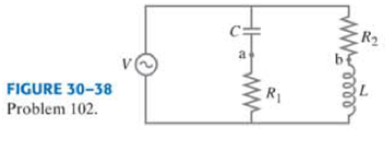 Chapter 30, Problem 102GP, For the circuit shown in Fig. 3038, show that if the condition R1R2=L/C is satisfied then the 