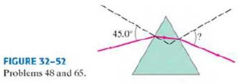 Chapter 32, Problem 48P, (II) Light is incident on an equilateral glass prism at a 45.0angle to one face, Fig. 3252. 