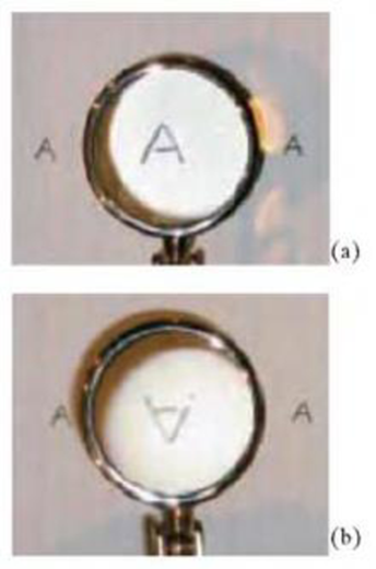 Chapter 33.2, Problem 1CE, Figure 3313 shows a converging lens held above three equal-sized letters A. In (a) the lens is 5 cm 