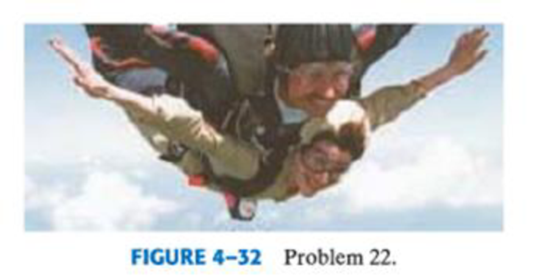 Chapter 4, Problem 22P, (II) (a) What is the acceleration of two falling sky divers (mass = 132 kg including parachute) when 