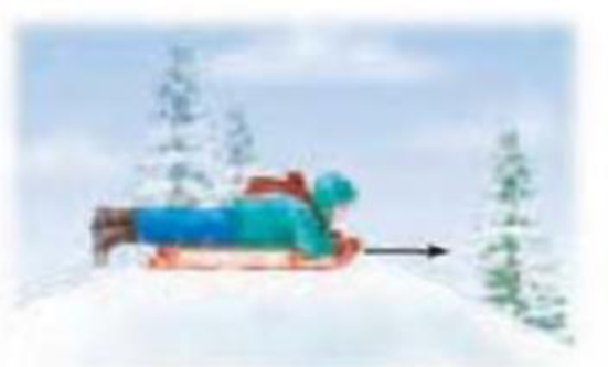 Chapter 5, Problem 10Q, A child on a sled comes flying over the crest of a small hill, as shown in Fig. 5-28. His sled does 