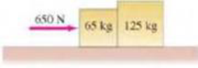 Chapter 5, Problem 17P, (II) Two crates, of mass 65 kg and 125 kg, are in contact and at rest on a horizontal surface (Fig. 
