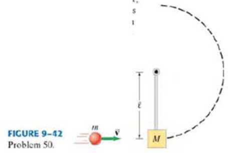 Chapter 9, Problem 50P, (II) A pendulum consists of a mass M hanging at the bottom end of a massless rod of length l, which 