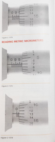 Chapter C.4, Problem 1.2ST, Read and record the five depth micrometer readings in Figure C-137a to C137c , example  2