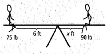 Chapter 11.6, Problem 13P, Two fifth graders play on the seesaw. One fifth grader weighs 75 Ib and the other weighs 90Ib. In 