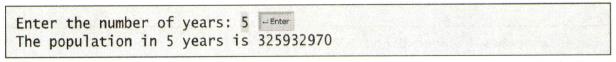 Chapter 2, Problem 11PE, (Population projection) Rewrite Programming Exercise 1.11 to prompt the user to enter the number of 