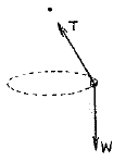 Chapter 10, Problem 47A, The sketch shows a conical pendulum. The bob swings in a circular path. The tension T and weight W 