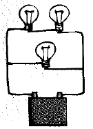 Chapter 34, Problem 30A, All bulbs are identical in the circuit shown to the right. The circuit consists of three parts: (A) 