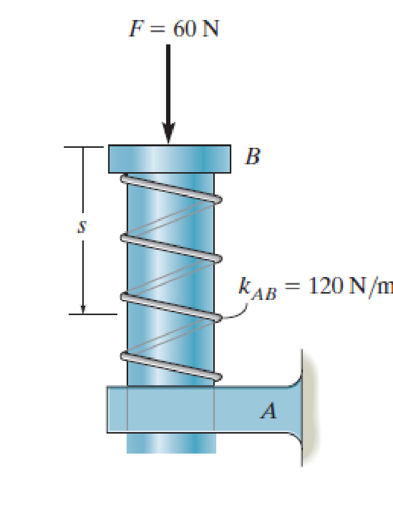 Chapter 13.4, Problem 34P, The 4-kg smooth cylinder is supported by the spring having a stiffness of kAB = 120 N/m. Determine 