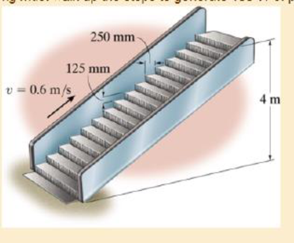 Chapter 14.4, Problem 59P, If the steps are 125 mm high and 250 mm in length, determine the power of a motor needed to lift an 