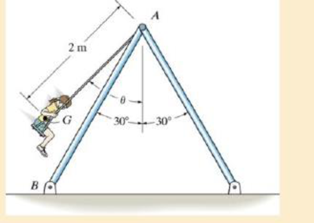 Chapter 14.5, Problem 66P, If she is swinging to a maximum height defined by  = 0, determine the force developed along each of 
