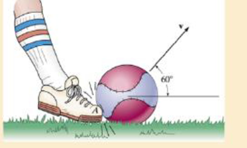 Chapter 15.2, Problem 1P, Determine the impulse of his foot on the ball at A. Neglect the impulse caused by the balls weight 