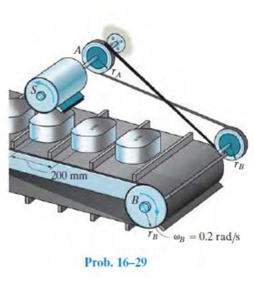 Chapter 16.3, Problem 29P, If the canisters are centered 200 mm apart on the conveyor, determine the radius rA of the driving 