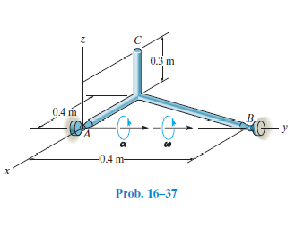 Chapter 16.3, Problem 37P, At the instant shown it is rotating about the y axis with an angular velocity  = 5 rad/s and has an 
