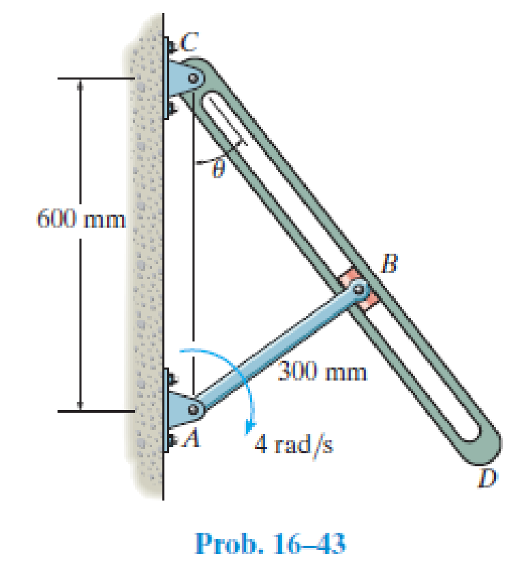 Chapter 16.4, Problem 43P, Determine the angular velocity of the connecting rod CD at the instant  = 30. 