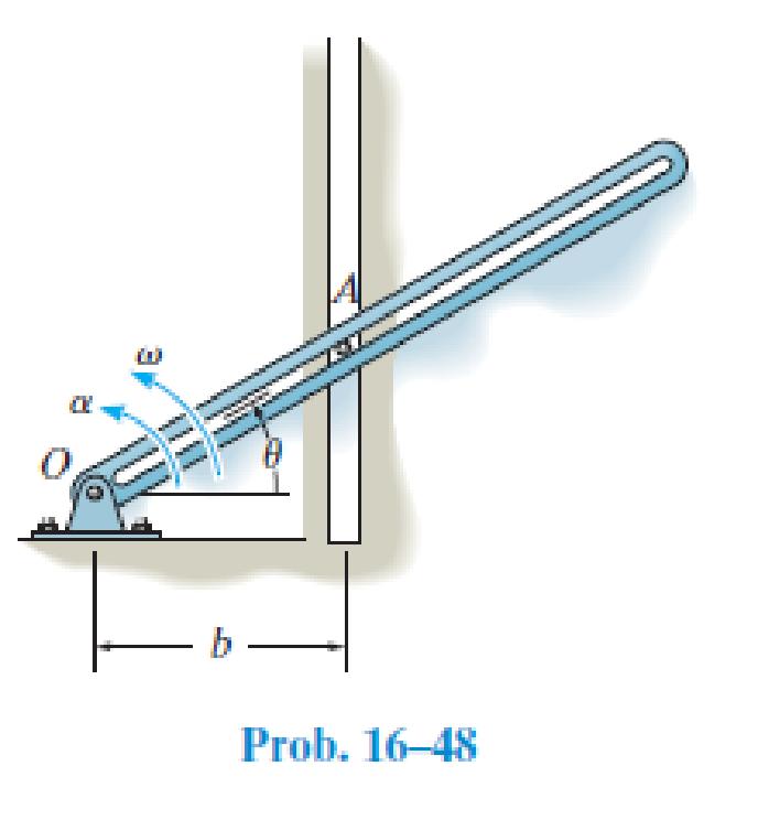 Chapter 16.4, Problem 48P, Determine the velocity and acceleration of the peg A which is confined between the vertical guide 