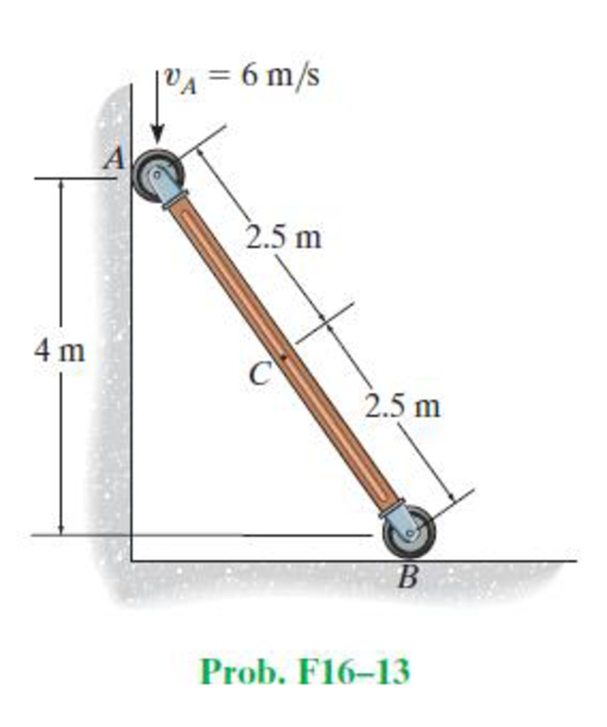 Chapter 16.6, Problem 13FP, Determine the angular velocity of the rod and the velocity of point C at the instant shown. 