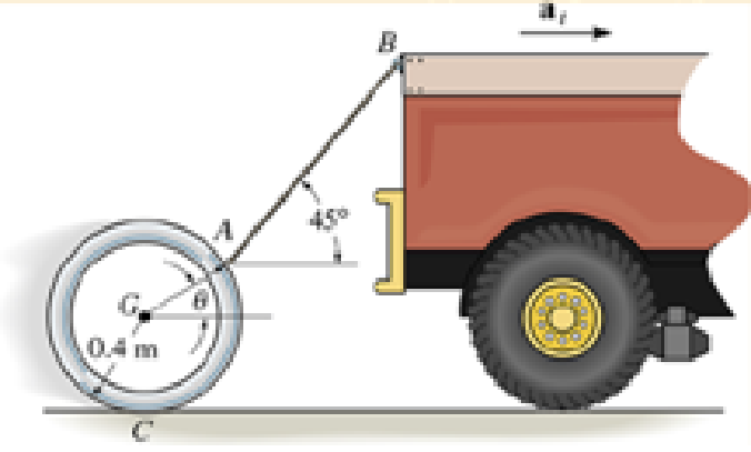 Chapter 17.3, Problem 51P, If the acceleration of the truck is at = 0.5 m/s2, determine the angle  and the tension in the 