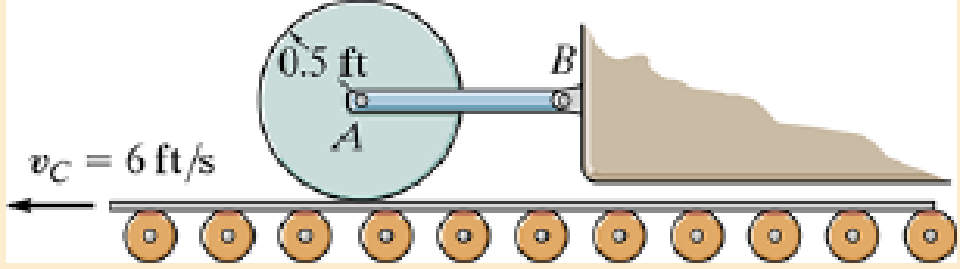 Chapter 18.4, Problem 23P, If the conveyor belt is moving with a speed of Vc = 6 ft/s when the disk is placed in contact with 
