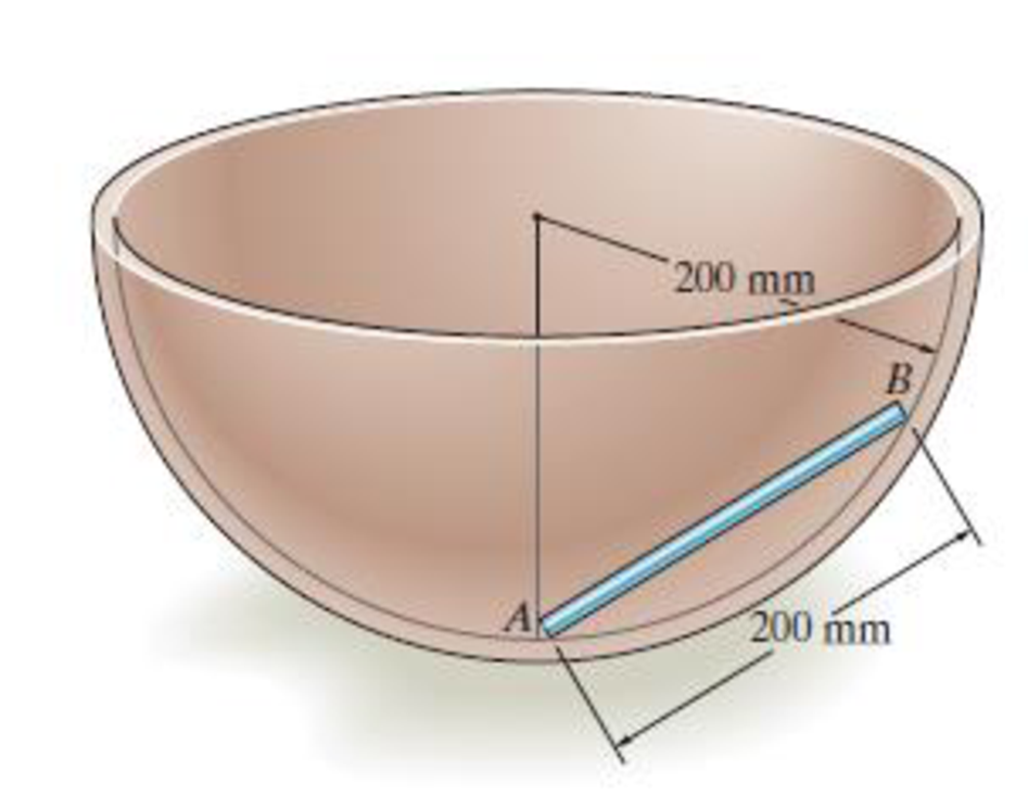 Chapter 18.5, Problem 61P, The 500-g rod AB rests along the smooth inner surface of a hemispherical bowl. If the rod is 