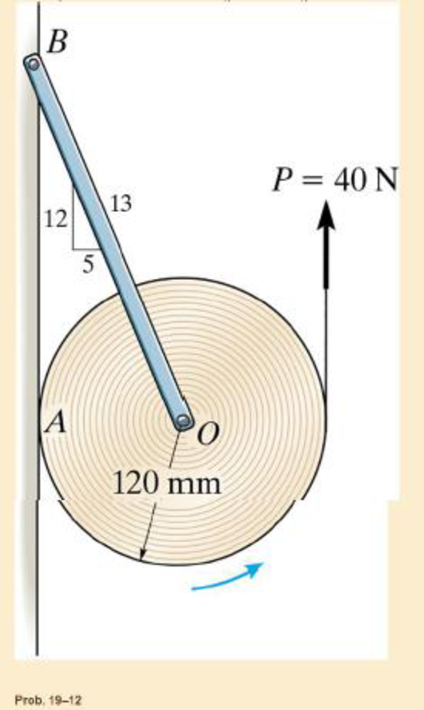 Chapter 19.2, Problem 12P, The 40-kg roll of paper rests along the wall where the coefficient of kinetic friction is k = 0.2. 