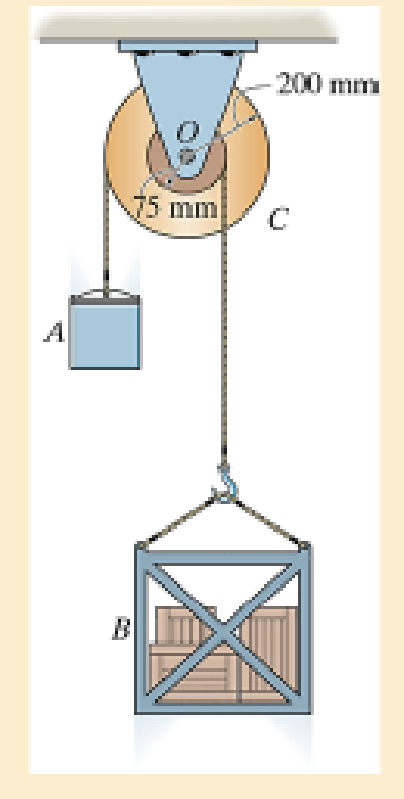 Chapter 19.2, Problem 27P, The double pulley consists of two wheels which are attached to one another and turn at the same 
