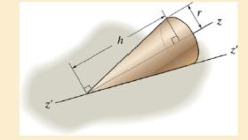 Chapter 21.1, Problem 9P, The weight of the cone is 15 lb, the height is h = 1.5 ft and the radius is r = 0.5 ft. 
