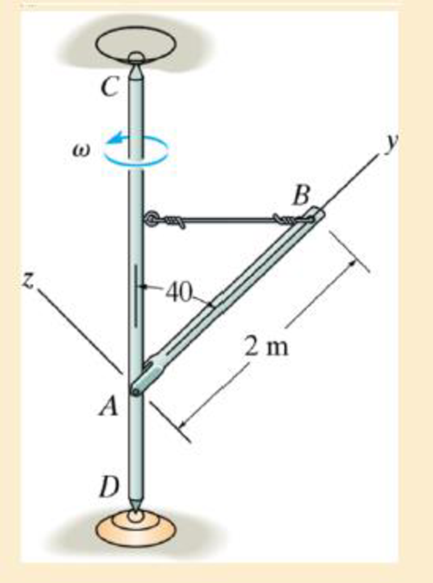 Chapter 21.4, Problem 56P, The 4-kg slender rod AB is pinned at A and held at B by a cord. The axle CD is supported at its ends 