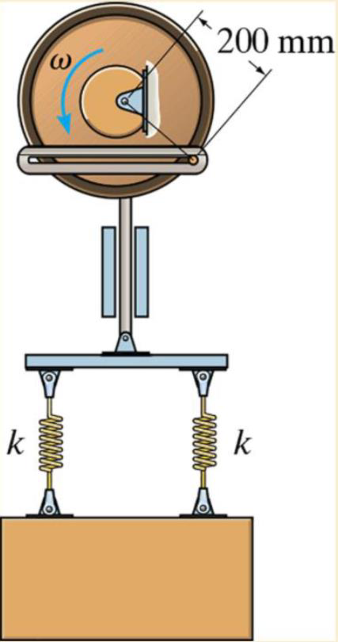 Chapter 22.6, Problem 64P, The spring system is connected to a crosshead that oscillates vertically when the wheel rotates with 