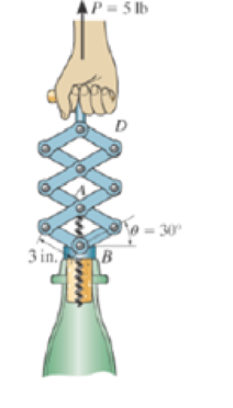 Chapter 11.3, Problem 3P, If a force of P = 5 lb is applied to the handle of the mechanism. Determine the force screw exerts 