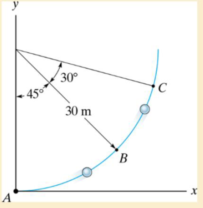 Chapter 12, Problem 81P, A particle travels along the curve from A to B in 1 s. If it takes 3 s for it to go from A to C, 