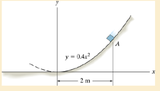 Chapter 12.7, Problem 124P, The box of negligible size is sliding down along a curved path defined by the parabola y = 0.4x2. 