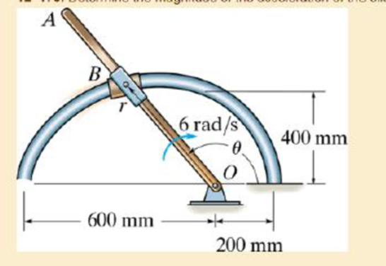 Chapter 12.8, Problem 172P, The rod OA rotates clockwise with a constant angular velocity of 6 rad/s. Two pin-connected slider 