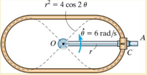 Chapter 12.8, Problem 174P, A double collar C is pin connected together such that one collar slides over a fixed rod and the 