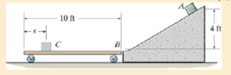 Chapter 14.3, Problem 30P, The 30-lb box A is released from rest and slides down along the smooth ramp and onto the surface of 