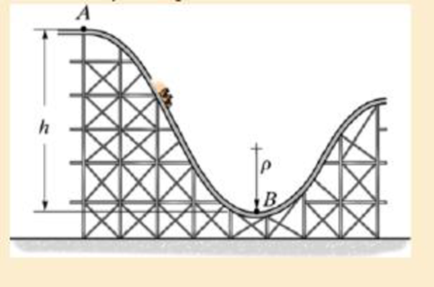 Chapter 14, Problem 5P, Determine the required height h of the roller coaster so that when it is essentially at rest at the 