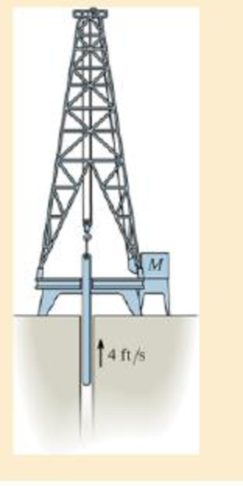 Chapter 14.4, Problem 50P, Determine the power output of the draw-works motor M necessary to lift the 600-lb drill pipe upward 