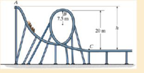 Chapter 14, Problem 77P, The roller coaster car having a mass m is released from rest at point A. If the track is to be 