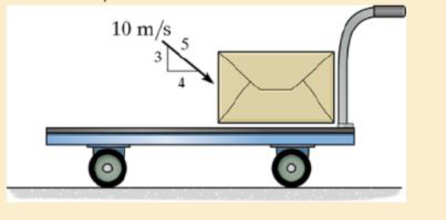 Chapter 15, Problem 8FP, The cart and package have a mass of 20 kg and 5 kg, respectively. If the cart has a smooth surface 