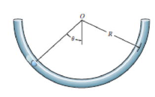 Chapter 15.7, Problem 106P, A small particle having a mass m is placed inside the semicircular tube. The particle is placed at 