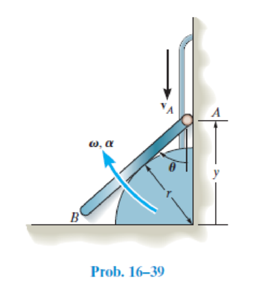 Chapter 16.4, Problem 39P, The end A of the bar is moving downward along the slotted guide with a constant velocity vA. 