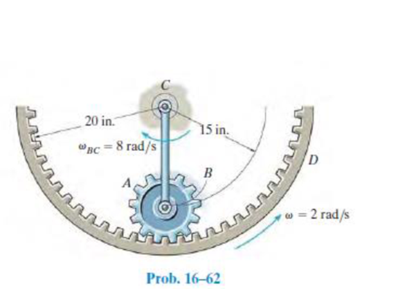 Chapter 16.5, Problem 62P, The planetary gear A is pinned at B. Link BC rotates clockwise with an angular velocity of 8 rad/s, 