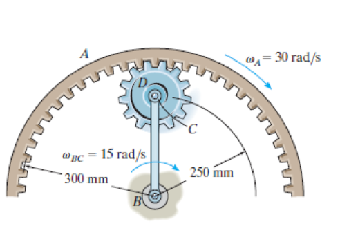 Chapter 16.5, Problem 78P, If the ring gear A rotates clockwise with an angular velocity of A = 30 rad/s, while link BC rotates 
