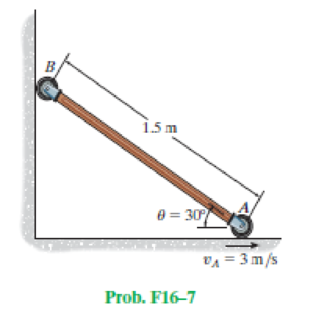 Chapter 16, Problem 7FP, If roller A moves to the right with a constant velocity of vA = 3 m/s, determine the angular 