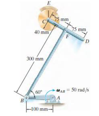 Chapter 16, Problem 99P, The crankshaft AB rotates at AB = 50 rad/s about the fixed axis through points A, and the disk at C 